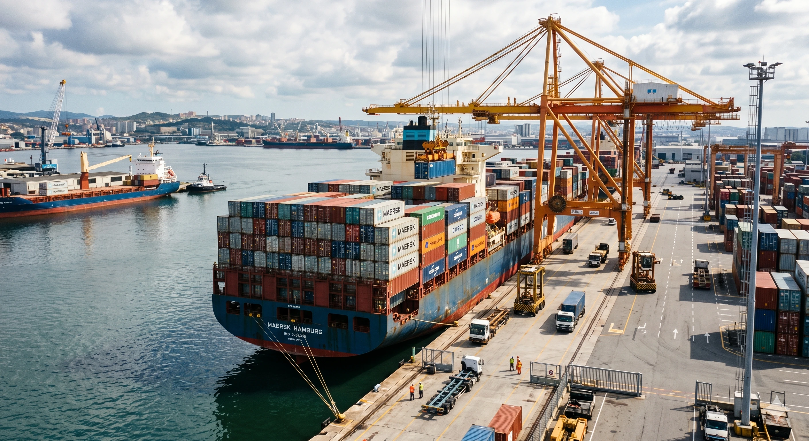 Container ship at port